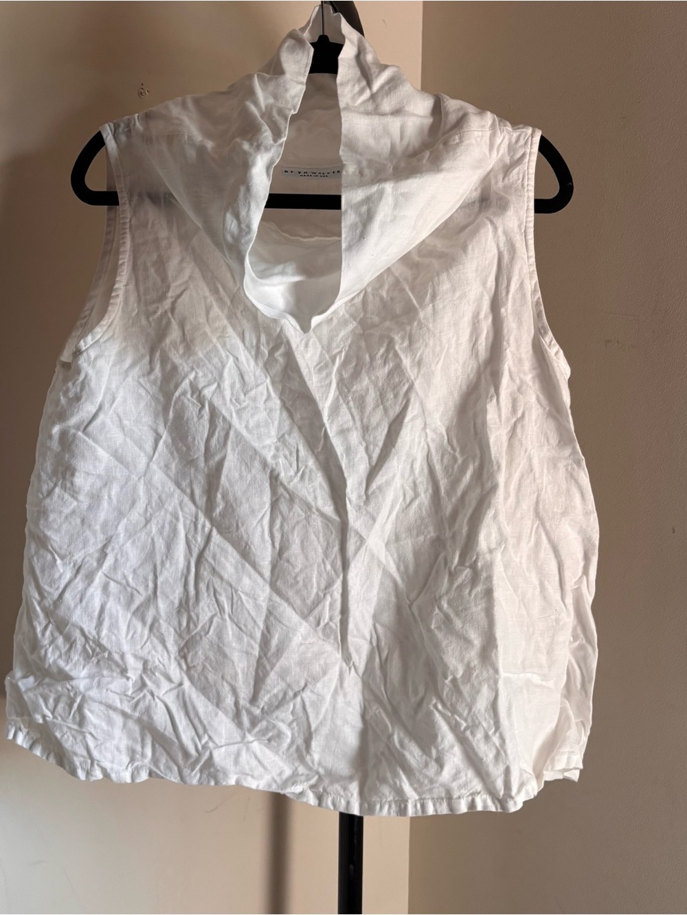 Bryn Walker white linen sleeveless blouse